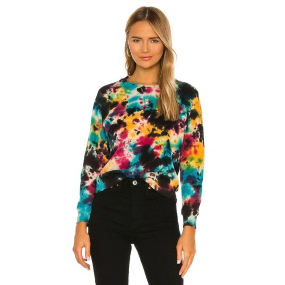 MOTHER The Square Sweatshirt Crew Tie Dye Pullover Multicolor